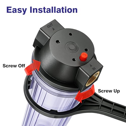 Geekpure 10 Inch Whole House Water Filter Housing - 3/4" Brass Ports, Variation 1