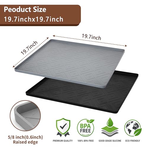 JoySil 19.7" Silicone Refrigerator Drip Tray Mat, Gray