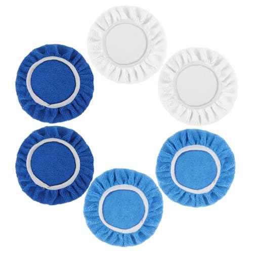 6pcs Car Buffing Pads,7-8 in Car Buffer Pads,Microfiber Polish Pad 3 Colors White, Sky Blue, Royal Blue, for Cars Waxing, Polishing, Cleaning and Cars Beauty