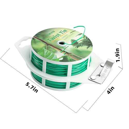 YMHB Twist Ties, 656Feet (200m) Green Garden Plant Ties with Cutter, Green Twist Ties for Gardening Tomatoes Vines Tie Garden Ties, Plant Support and Office Home Cable Organizing