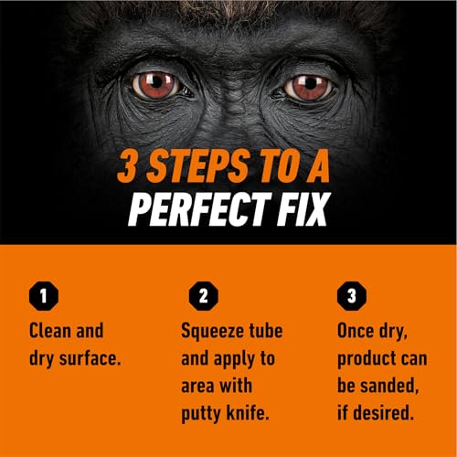 Gorilla All Purpose Wood Filler Natural 6 oz Tube - Indoor & Outdoor Repair