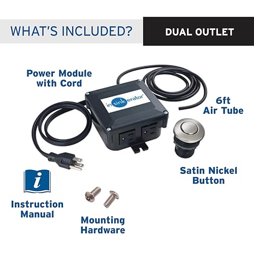 InSinkErator Garbage Disposal Air Switch Kit - Satin Nickel, Single Outlet, Sink Top Button