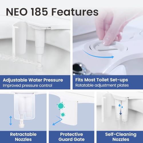 LUXE Bidet NEO 185 White Bidet Attachment for Toilet Seat