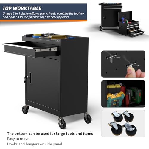 Granper 5-Drawer Rolling Tool Box with Locking Wheels – Heavy-Duty Alloy Steel Cabinet