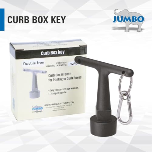 JUMBO Curb Box Key Wrench, Water Valve Shut Off Tool, T-Handle Pentagon Socket with Anti-Loss Keychain