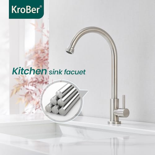 Brushed Nickel Cold Water Faucet - Stainless Steel Single Hole Utility Sink Tap