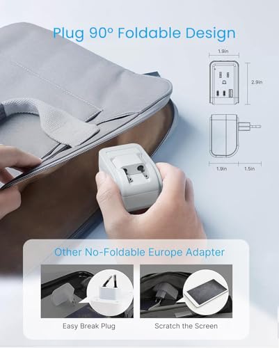 VINTAR 2 Pack European Travel Plug Adapter, Type C Foldable Power Converter, 17W