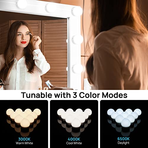 Consciot LED Vanity Lights for Mirror - Hollywood Style 10 Dimmable Bulbs, White Variant