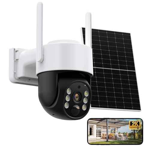 Solar Security Cameras Wireless Outdoor, 2K 360¡Æ View Battery Powered Outdoor Camera, Solar Outdoor Camera with PIR Motion Detection,Color Night Vision,2-Way Talk,IP65,Siren Alarm£¨1-Pack£©