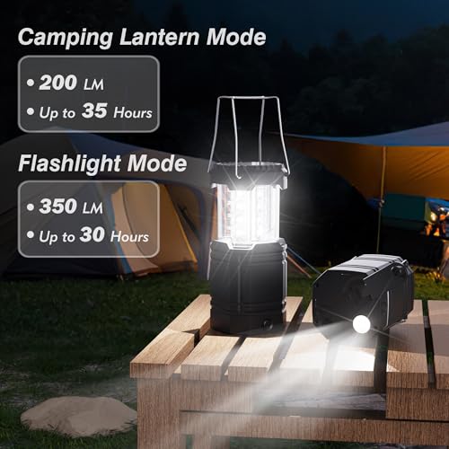 Mesqool 3000mAh Large Capacity Hand Crank Solar Camping Lantern - Black