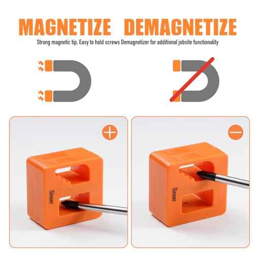 13-Pieces Magnetic Screwdrivers Set, 6 Phillips and 6 Flat Head Tips,Chrome Vanadium Steel,Screwdriver Set With Magnetizer demagnetizer tool