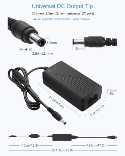 ALITOVE 12V 5A Power Supply Adapter 60W for LED Strips - 1 Pack