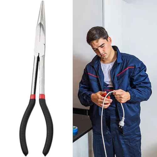SYCOOVEN Long Reach Pliers, 11 Inches 45 Degree Angle Long Needle Nose Pliers, Automotive Electrical Tools for Narrow Spaces and Limited Areas (45 Degree)