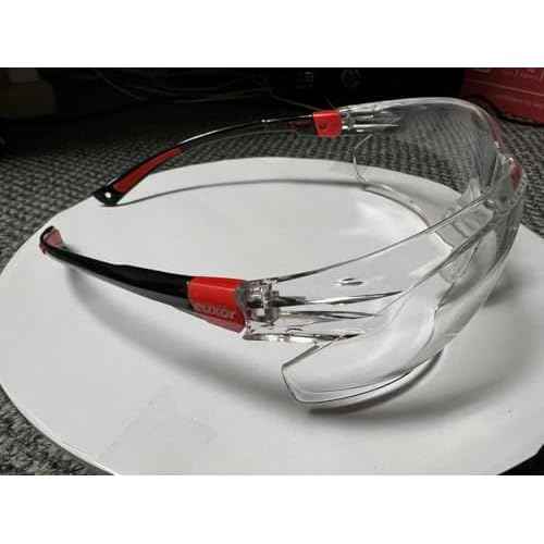 Red Frame (New) Safety Glasses Goggles for Eye Protection with Clear Anti Fog Scratch Resistant shattered Proof, Best Safety Glasses of ANSI Z87 & EN 166 with Carrying Case (1 Piece).