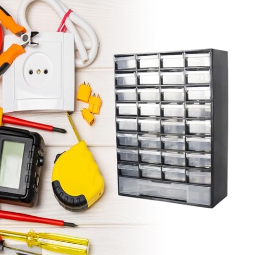 Drawer 33-Compartment Storage Box Organizer Cabinet – Black, Wall-Mount