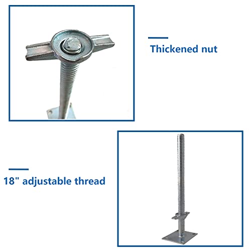 GaeaAuto 18-Inch Solid Steel Adjustable Leveling Jack Set for Scaffold Stability