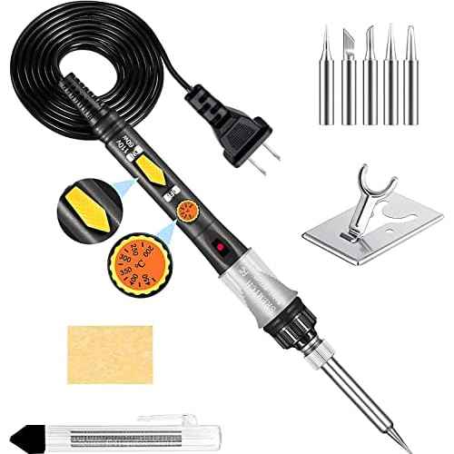 Electronics Soldering Iron Kit, 80W LCD Digital Soldering Gun with Thermostatic Adjustable Temperature Welding Iron, Fast Heating Design Solder Gun with ON-Off Switch, 5pcs Tips