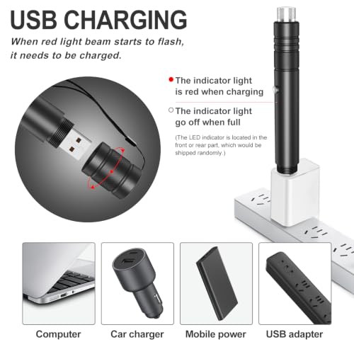 LETEAPII Red Laser Pointer USB Rechargeable with Star Cap - Model 1