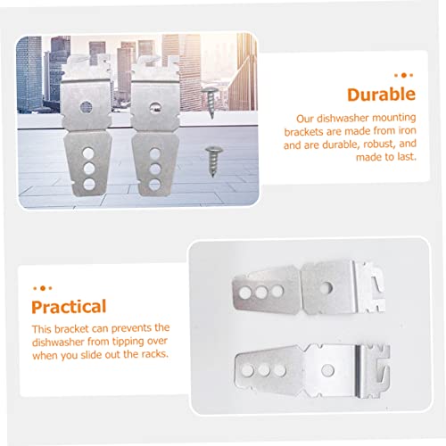 DOITOOL 2pcs Dishwasher Under-Counter Mounting Bracket Kit, Silver 7.60×2.60×0.10cm