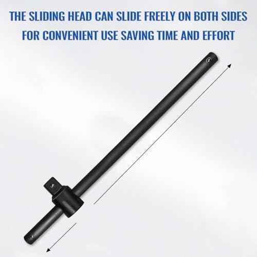 1/2" T-Handle Sliding Wrench Breaker Bar, 9.84 Inch Heavy Duty Steel Drive Socket Hand Tool, Gifts for Men & Dad