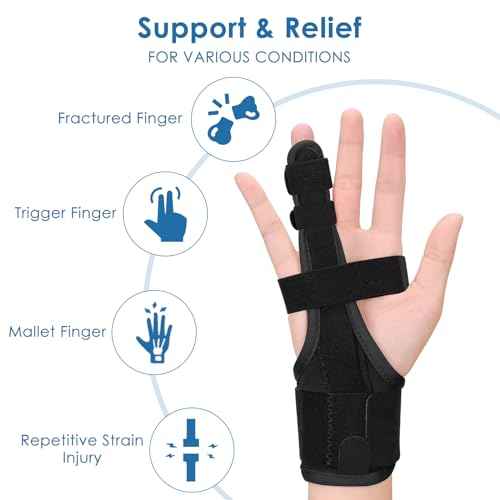 Full Trigger Finger Splint - Hand and Wrist Brace Support for Sprains, Pain Relief, Arthritis, Tendonitis, Fractured Finger - Adjustable Locking Straightener