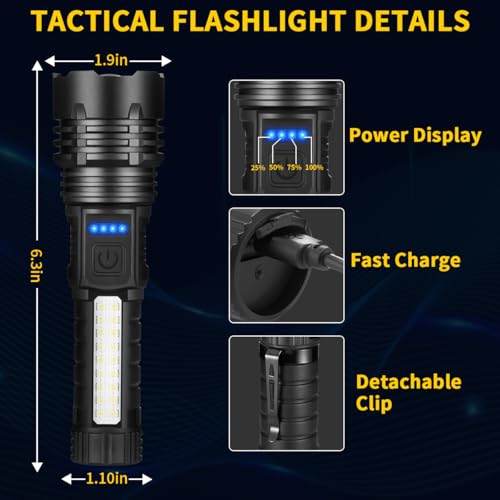 2-Pack Rechargeable LED Flashlights High Lumens, Adjustable Focus, Emergency & Outdoor Use