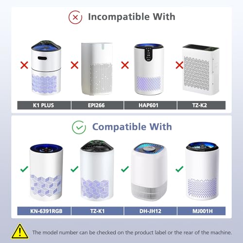 2 Pack TZ-K1 Replacement Filter for FreAire KN6391 / VOOPNU DH-JH12 – 3‑in‑1 HEPA + Activated Carbon