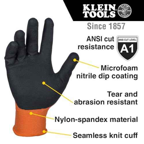 Klein Tools A1 Cut Knit Dipped Gloves, Large, 2Pk