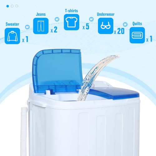 Omelaza Portable Twin Tub Washing Machine with Spin Dryer - Blue, 25.3 lbs Capacity