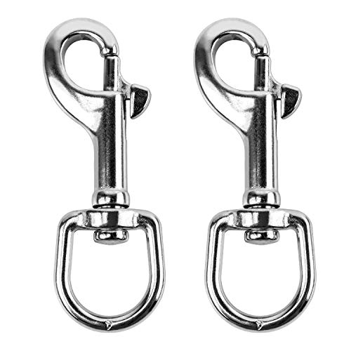 QWORK Stainless Steel Trigger Clips with Swivel Joints 90mm Silver 2 Pack