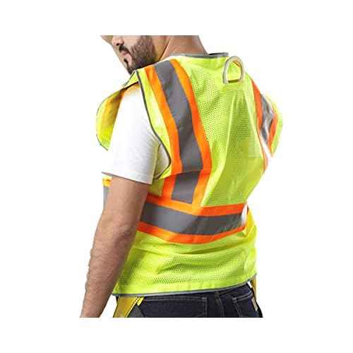 Kolossus - Safety Vest - High Visibility - Reflective Tape - Multi Frontal Pockets - Yellow Construction Work Vests