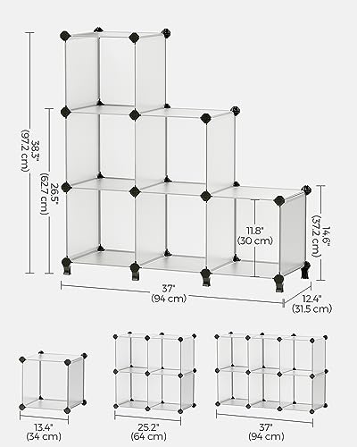 SONGMICS 6 Cube Storage Organizer White 11.8x11.8x11.8 Inches DIY Closet Shelf