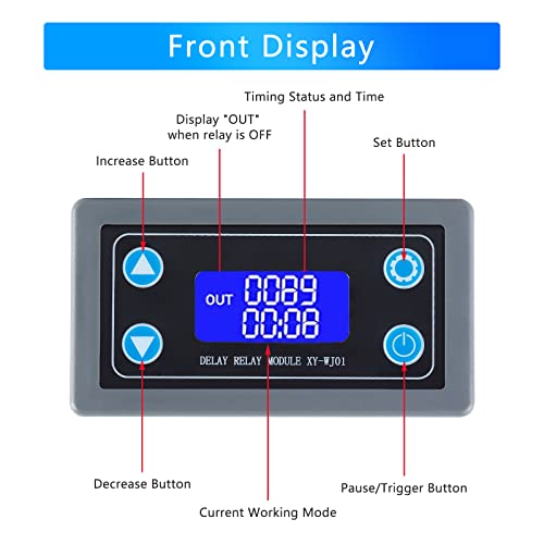 Digital Delay Relay Timer Module DC 6-30V 0.01s-9999min for Automation