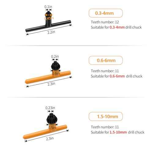 Drill Chuck Key Wrench, 6 Sizes Drill Press Clamping Wrench Chuck Press Wrench Key