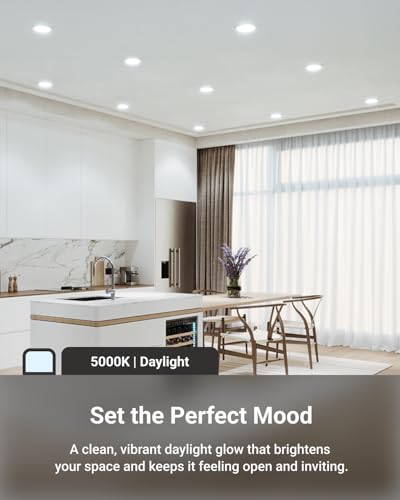 Sunco 4 Pack 6 Inch Canless LED Recessed Light 14W 5000K Daylight Ultra-Slim