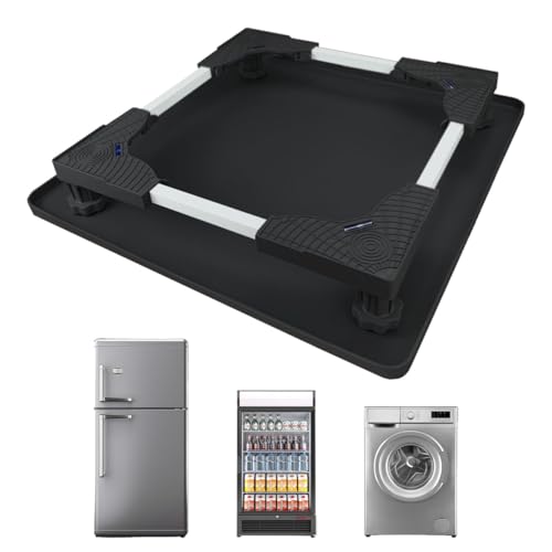 KUPAO Mini Fridge Stand with Silicone Drip Tray - Black, 16-24in Adjustable Base with 4 Feet