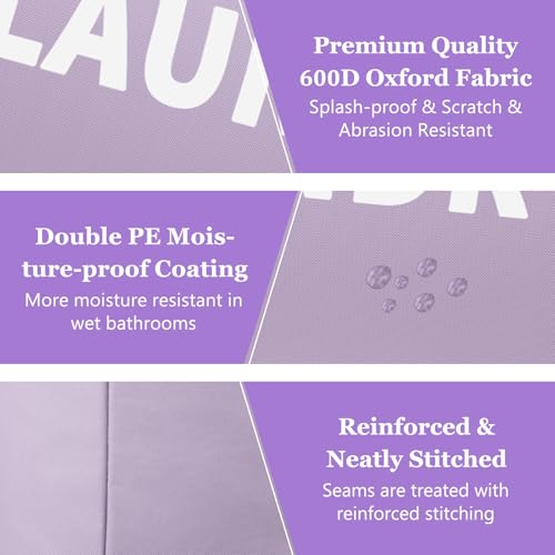 IHOMAGIC 95L Purple Folding Laundry Basket with Handles – Large Laundry Hamper, Portable Dirty Clothes Organizer (L-95L / Purple)