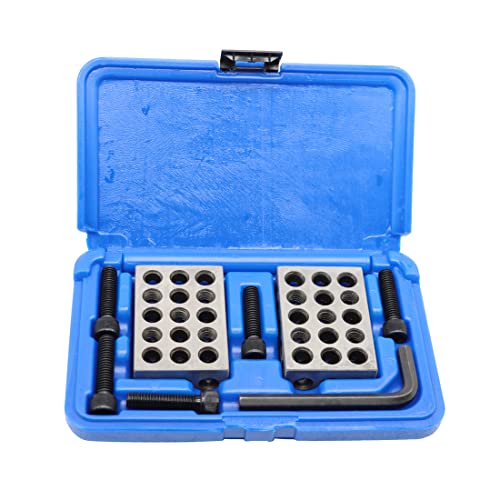 Nakkaa Ultra Precision 1-2-3 Blocks Set with Screw Matched Pair 23 Holes .0001" Squareness Hardened Steel 1"x2"x3" Blocks Set Setup Blocks Industrial Tools w/Plastic Case