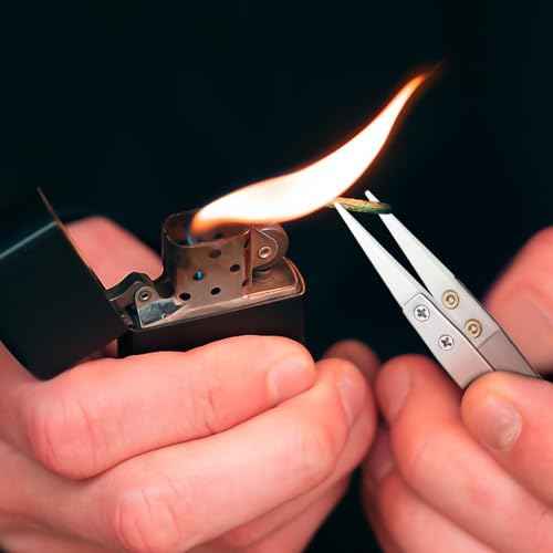 Ceramic Tweezers, 2pcs Stainless Steel Ceramic Precision Tweezers for Electronics, Non-Conductive Anti Static High Temperature Resistant Fine Point Tweezers for Precision Electrical Operation