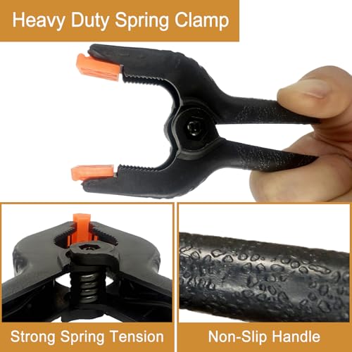 30 Pcs 3.5 Inch Plastic Spring Clamps, Black Heavy Duty Clips, Small Spring Clamps for Backdrop Stand, Crafts, Photography, Woodworking, Home Projects, Banner, Balloon Arch, Clamp with Flexible Pads