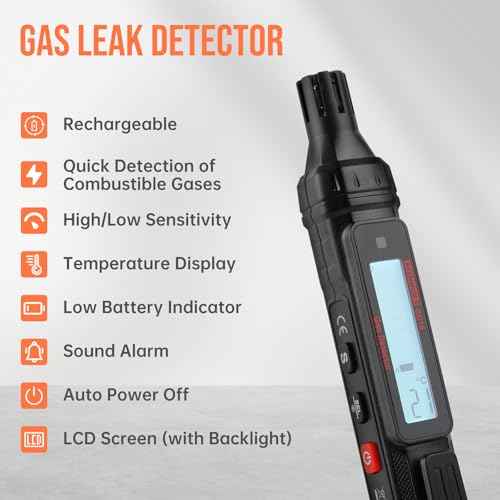 2 in 1 Gas Leak Detector, KeenWise Natural Gas Leak Detector with Audible & Visual Alarm, Portable Gas Detector for Home Natural Gas, Methane, Propane and Combustible Gases GD15C