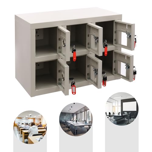 Weglae 6 Port Lockable Cell Phone Locker Charging Station - Secure 6-Device Organizer