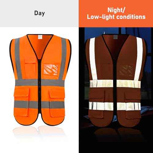 High Visibility Vest Safety Vest with Pockets and Zipper Meets ANSI/ISEA Standard(1 Pack 5 Pack)