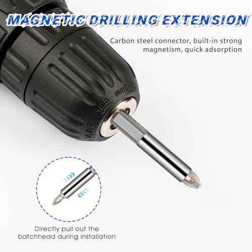 3PCS Magnetic Drill Bit Extension Holder, 1/4" Hex Shank Magnetic Screwdriver Holder S2 Steel Magnetics Screwdriver Extension, 3, 4, 6-Inch Extensions for Automotive Maintenance DIY Repair Work