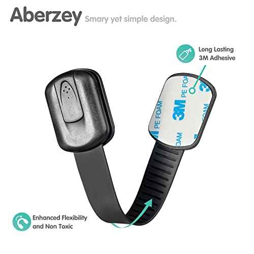 Baby Proof Cabinet Lock & Straps Latches Child Drawer Latches with 3M Adhesives Adjustable Non Drilling Safety Cabinet Locks Straps Baby Drawer Locks for Kids Baby Multi-Function 12 Pack (Black1)