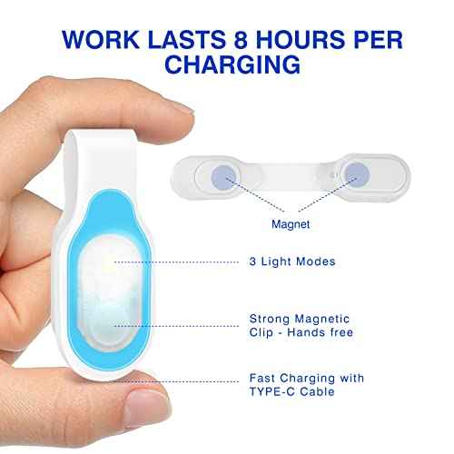 Nurse Lights for Night Shift Rechargeable Nursing Night Light Clip on Hands Free LED Flashlights for Walking Running Pets Outdoor Emergency (Blue)