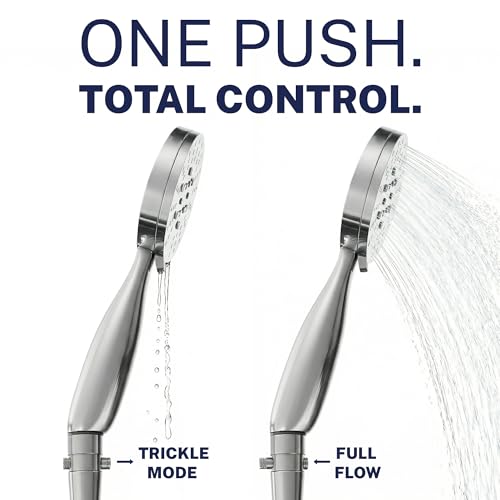 HammerHead Chrome Metal Shower Head Shut Off Valve | Water-Saving Flow Restrictor