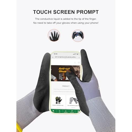 Touchscreen Nitrile Coated Work Gloves 12 Pairs Frosted Grip Safety Gloves for Gardening Electronics Seamless