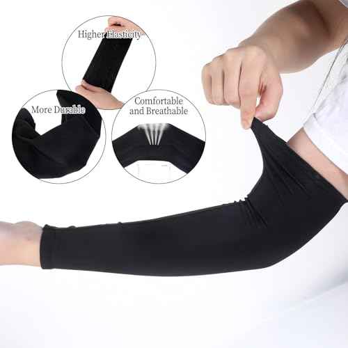 2 Pairs Kids Arm Sleeves - Breathable Elastic Compression Sleeves for Volleyball, Football, Baseball, Basketball - Youth Boys & Girls