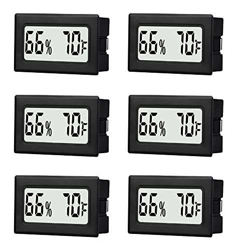Tasogen 6-Pack Mini Digital Hygrometer Thermometer for Home & Jars—Temperature & Humidity Monitor